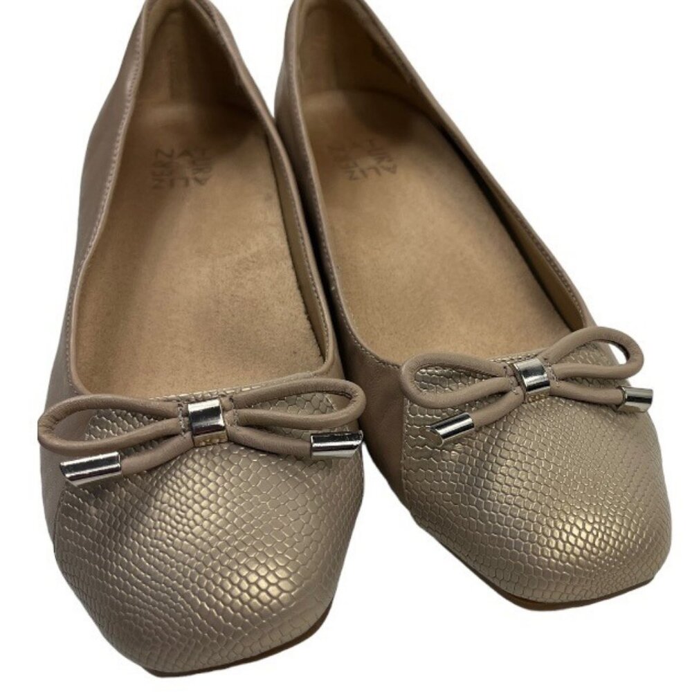 Naturalizer Gertie Ballet Flats Shoes Size 8.5 W Embossed Leather Taupe - Picture 4 of 16